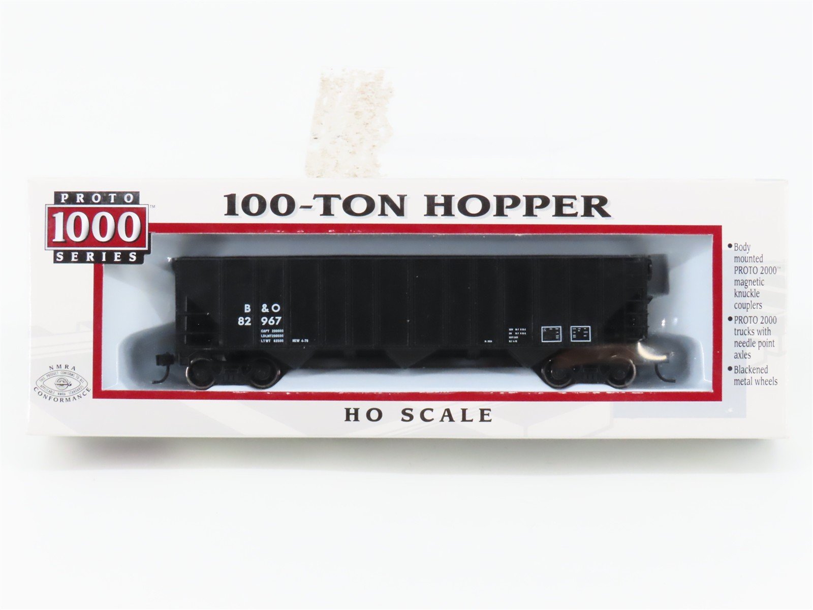 HO Scale PROTO 1000 23934 B&O Baltimore & Ohio Railroad 3-Bay Open Hopper #82967