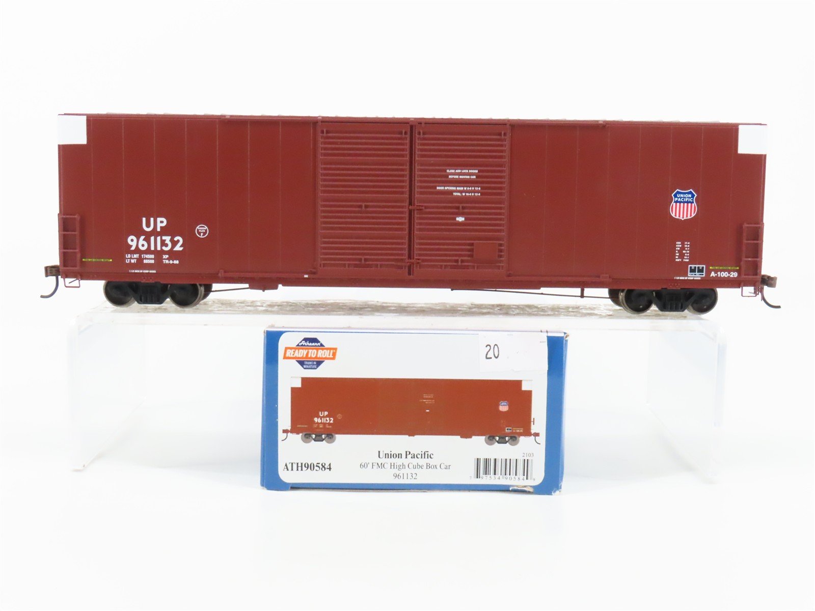 HO Scale Athearn ATH90584 UP Union Pacific 60' High Cube Box Car #961132