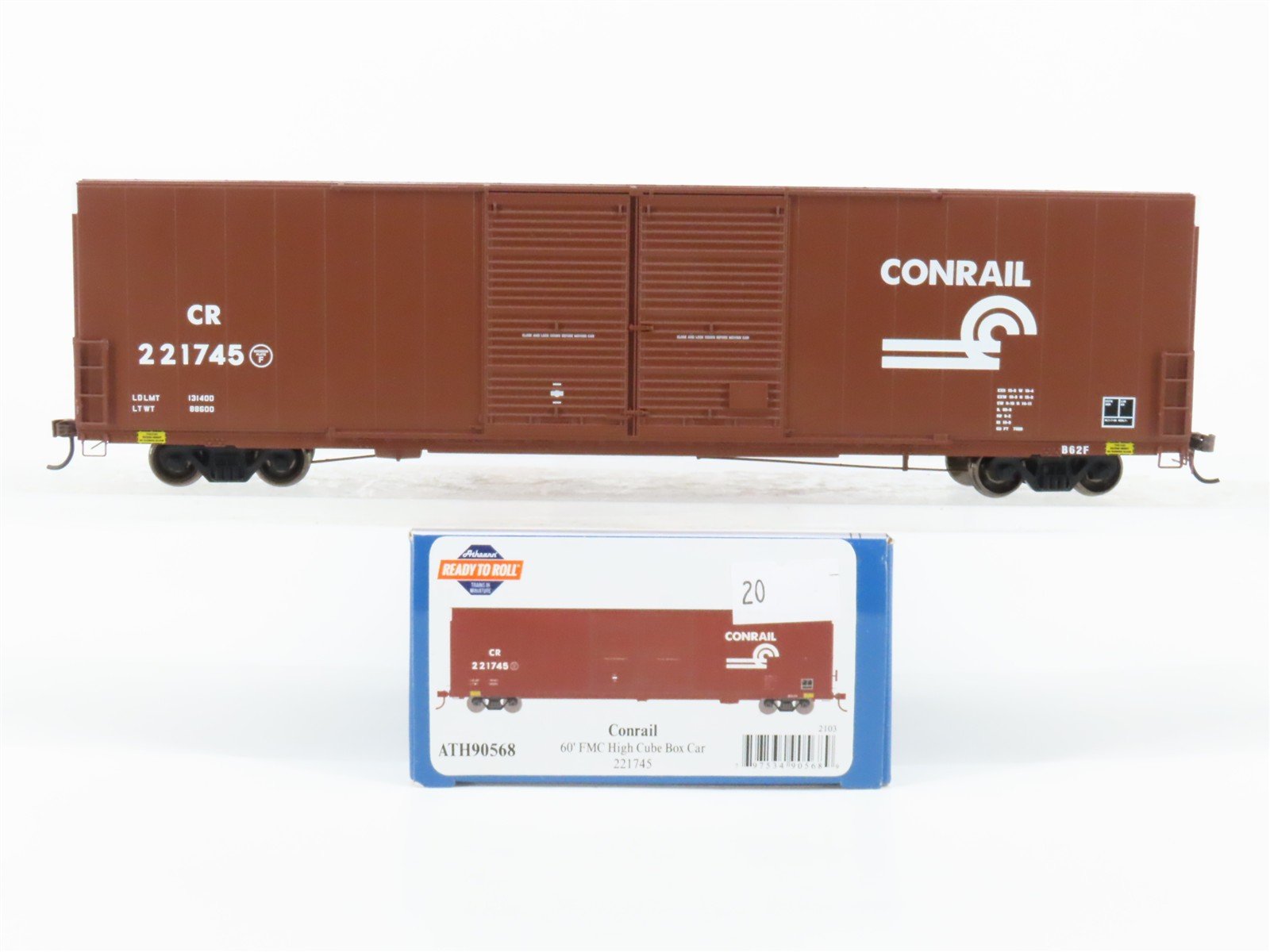 HO Scale Athearn ATH90568 CR Conrail 60' High Cube Double Door Box Car #221745