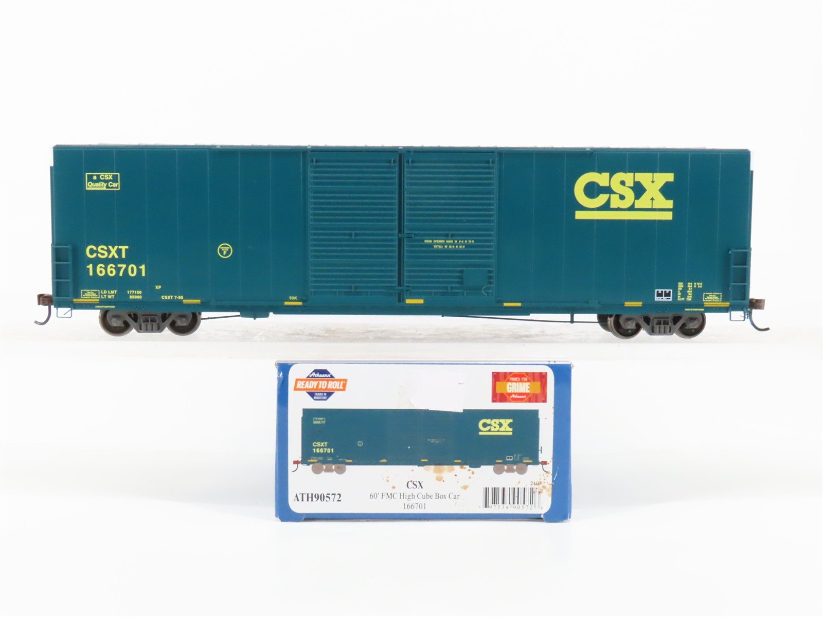 HO Scale Athearn ATH90572 CSXT 60' FMC High Cube Double Door Box Car #166701