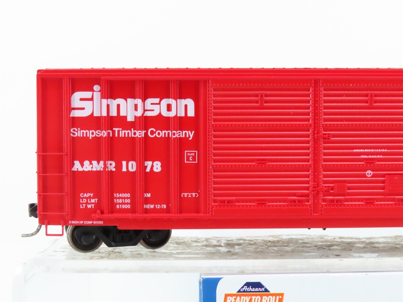 HO Scale Athearn ATH98512 A&MR Arcata & Mad River 50' Double Door Box Car #1078