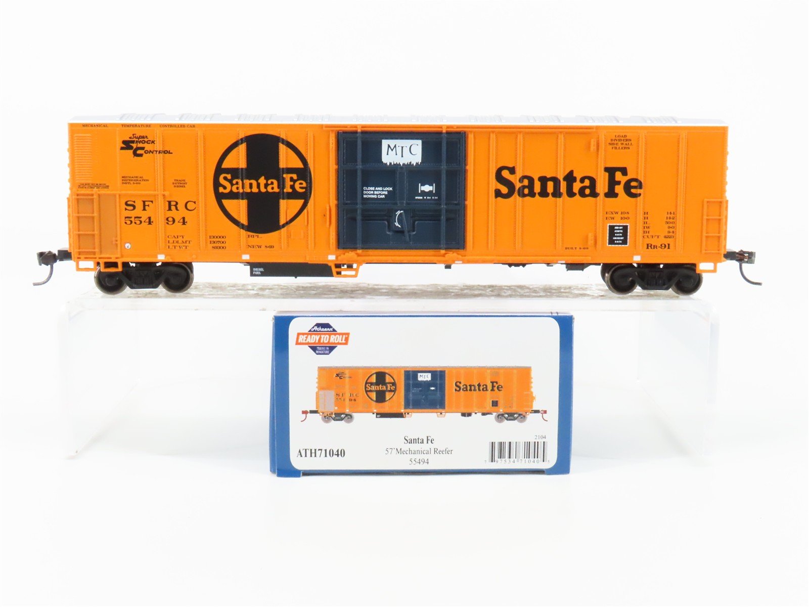 HO Scale Athearn ATH71040 SFRC Santa Fe Railroad 57' Mechanical Reefer #55494