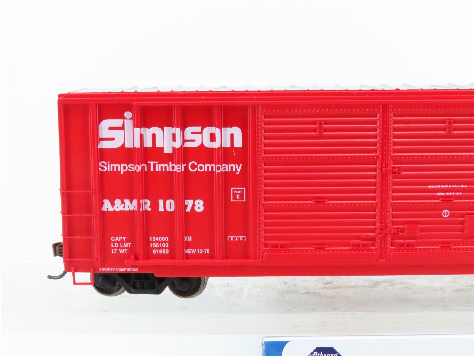 HO Scale Athearn ATH98512 A&MR Arcata & Mad River 50' Double Door Box Car #1078