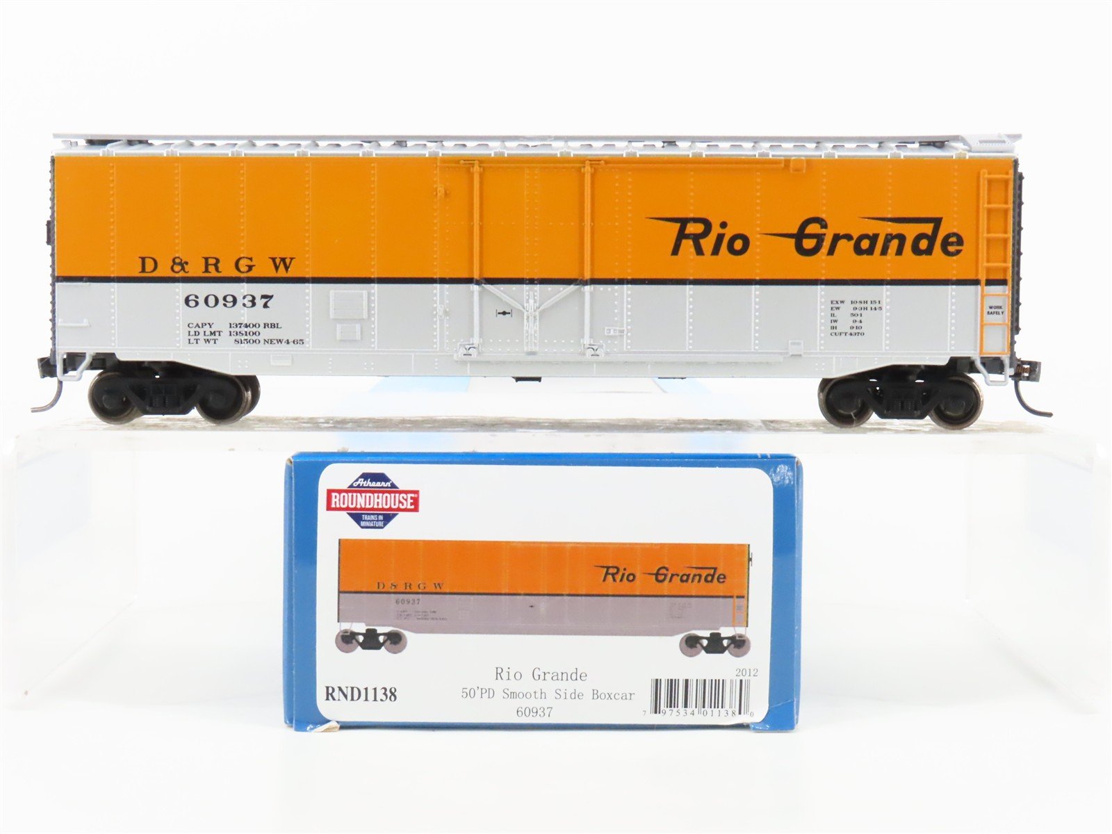 HO Scale Athearn Roundhouse RND1138 D&RGW Rio Grande Railroad 50' Box Car #60937