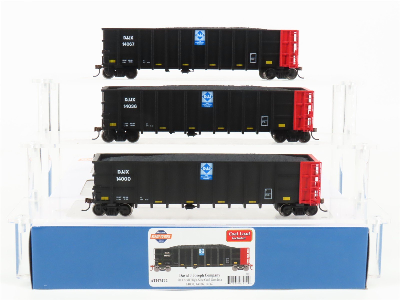 HO Scale Athearn ATH7472 DJJX David J Joseph Company Coal Gondola w/ Load 3-Pack