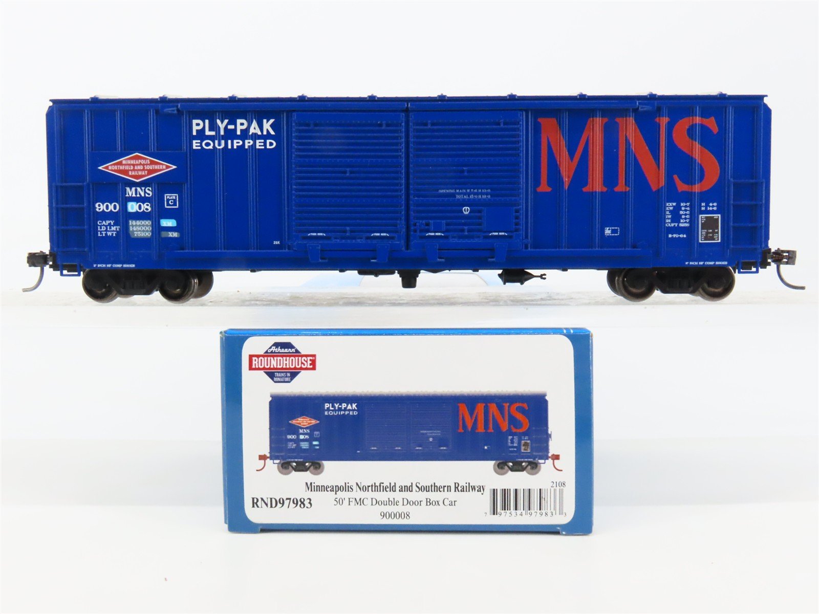 HO Scale Athearn Roundhouse RND97983 MNS Railway 50' Double Door Box Car #900008