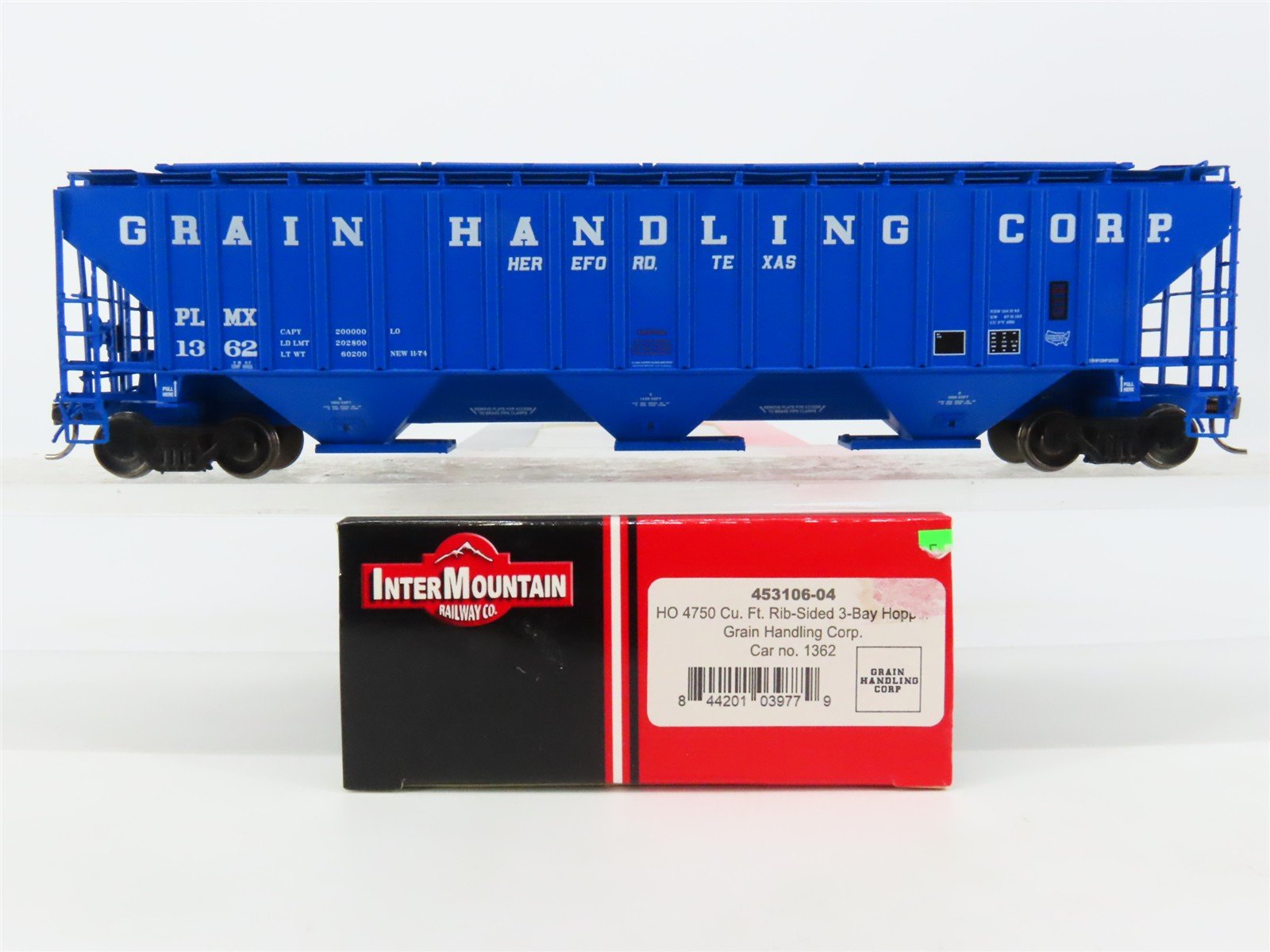 HO Scale InterMountain 453106-04 PLMX Grain Handling Corp 3-Bay Hopper #1362