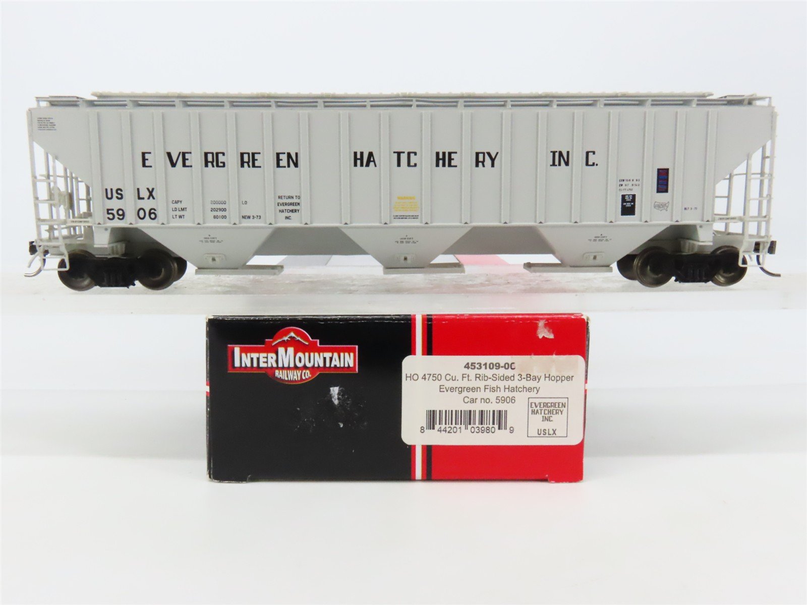 HO Scale InterMountain 453109-00 USLX Evergreen Fish Hatchery 3-Bay Hopper #5906