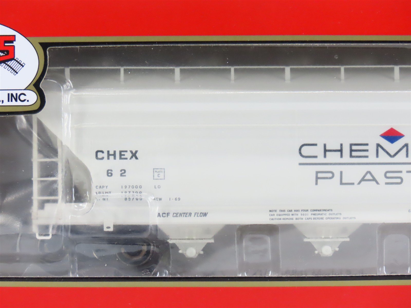 HO Scale Atlas 20006376 CHEX Chemplex Plastics 4-Bay Covered Hopper #62 - Sealed