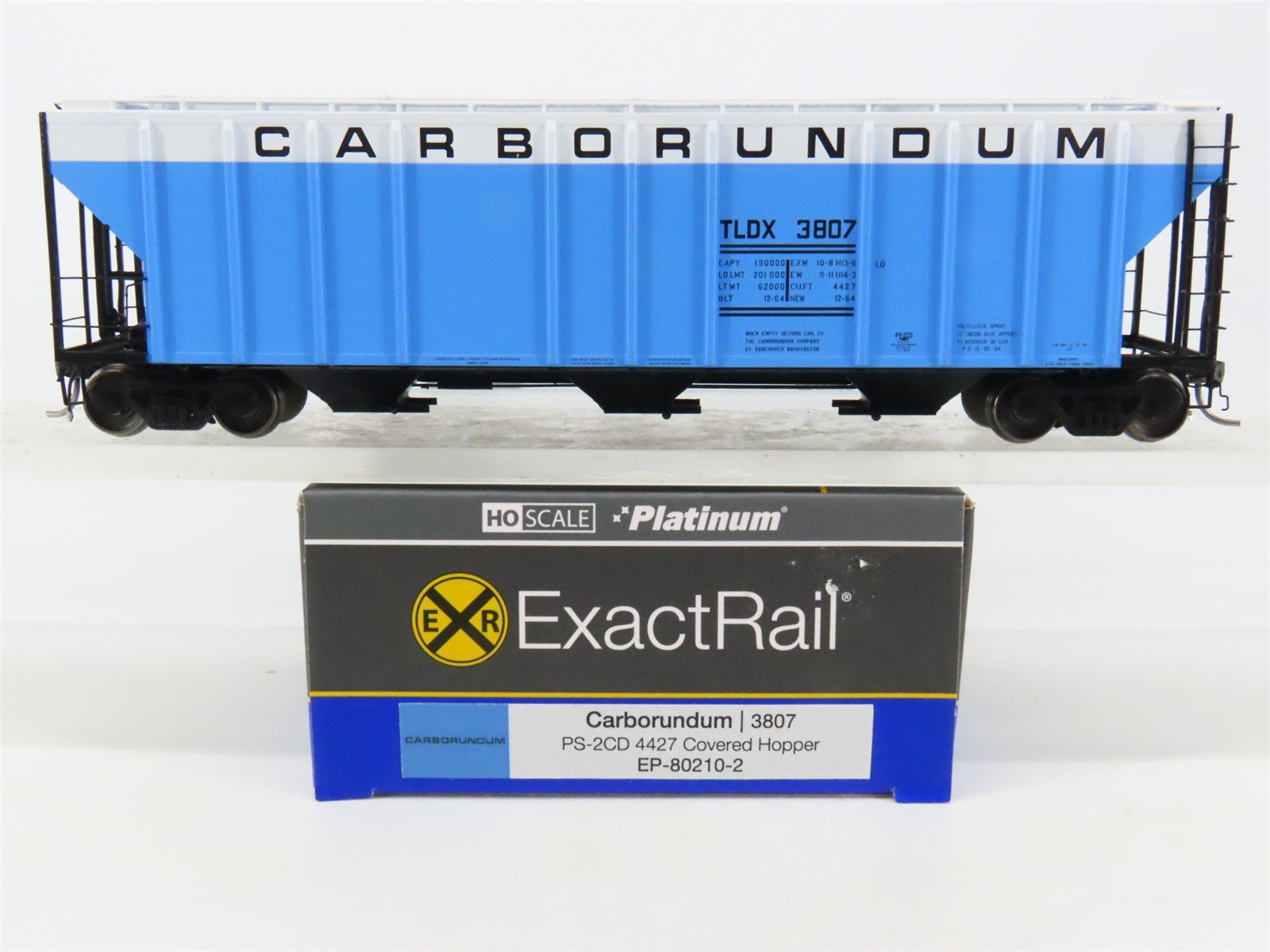 HO Scale ExactRail Platinum EP-80210-2 TLDX Carborundum 3-Bay Hopper #3807