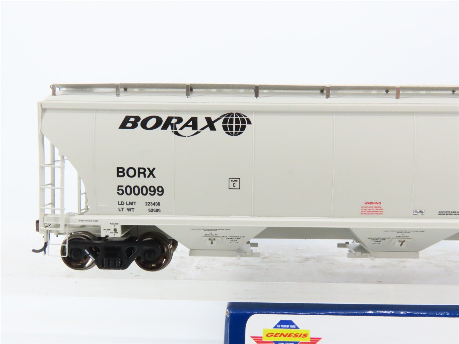 HO Scale Athearn Genesis ATHG90011 BORX Borax 3-Bay Covered Hopper #500099