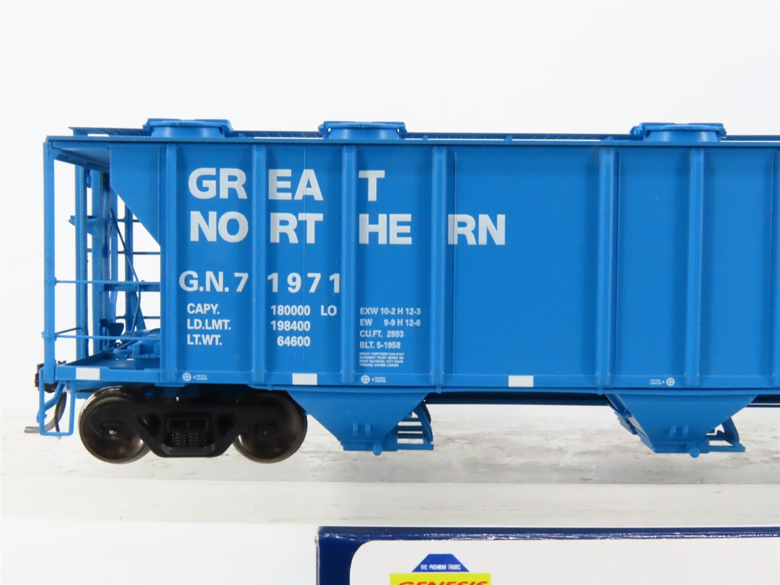 HO Scale Athearn Genesis ATHG73605 GN Big Sky Blue 3-Bay Covered Hopper #71971