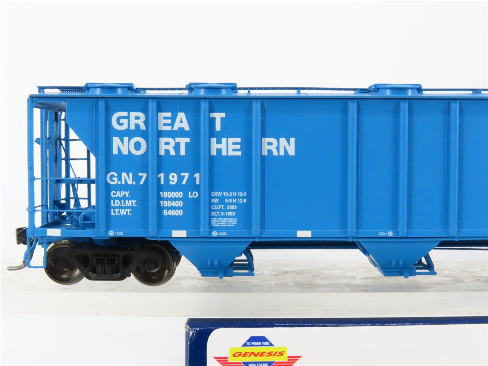 HO Scale Athearn Genesis ATHG73605 GN Big Sky Blue 3-Bay Covered Hopper #71971