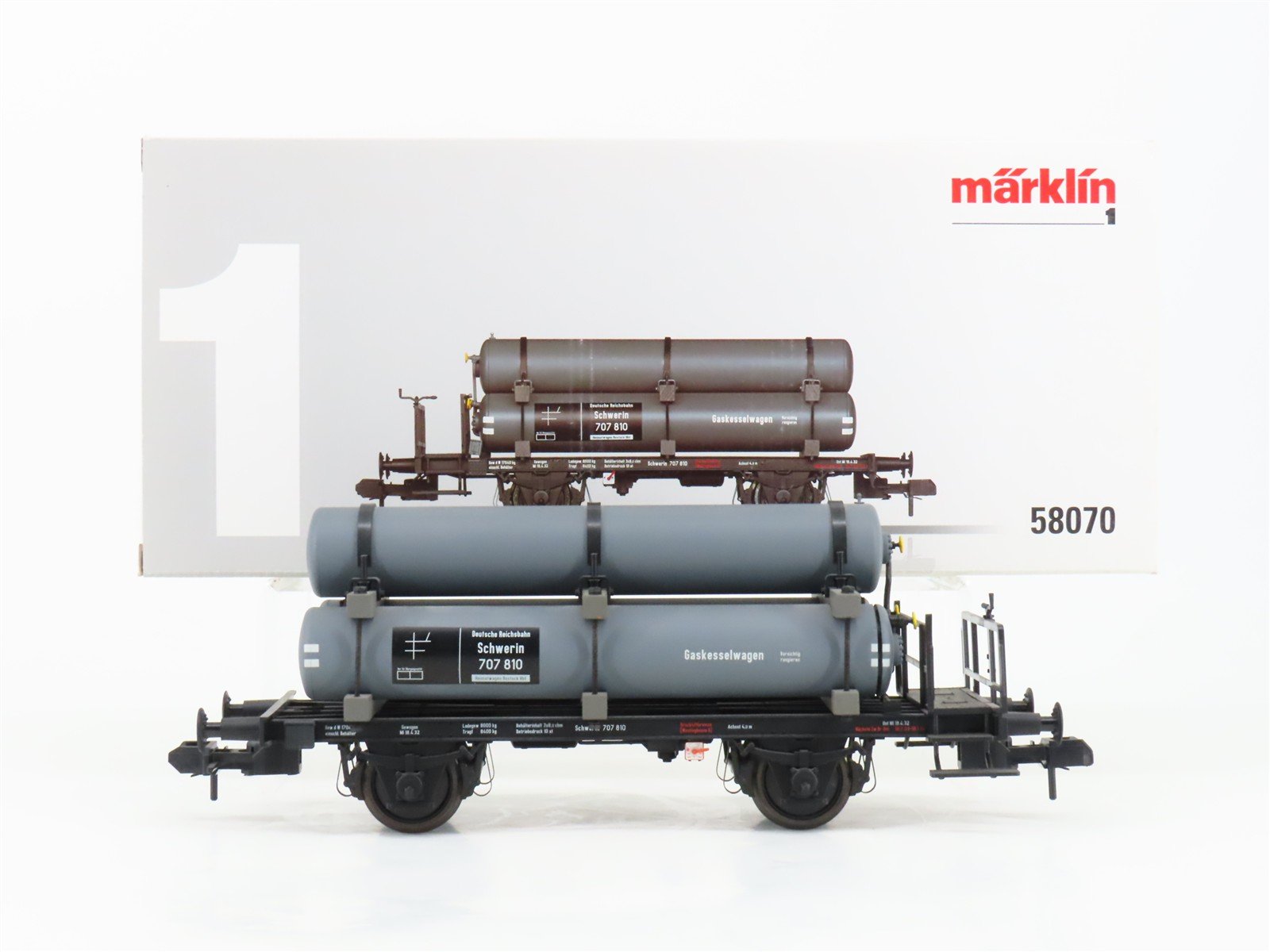 G/1 Gauge 1:32 Marklin 58070 DRG German Flat Car #707 810 w/ Gas Tanks Load
