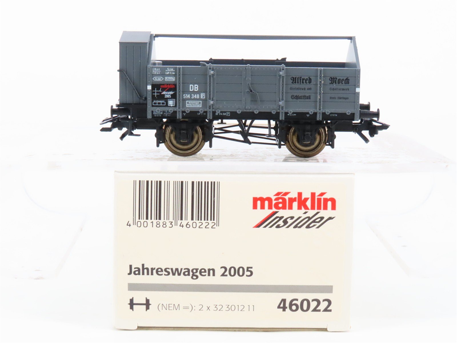 HO 3-Rail Marklin Insider 46022 DB Moeck Quarry & Ballast Gondola #514 348P