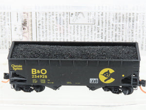 N Micro-Trains MTL 05544510 B&O Chessie 2-Bay Hopper #234928 w/ Load - Weathered