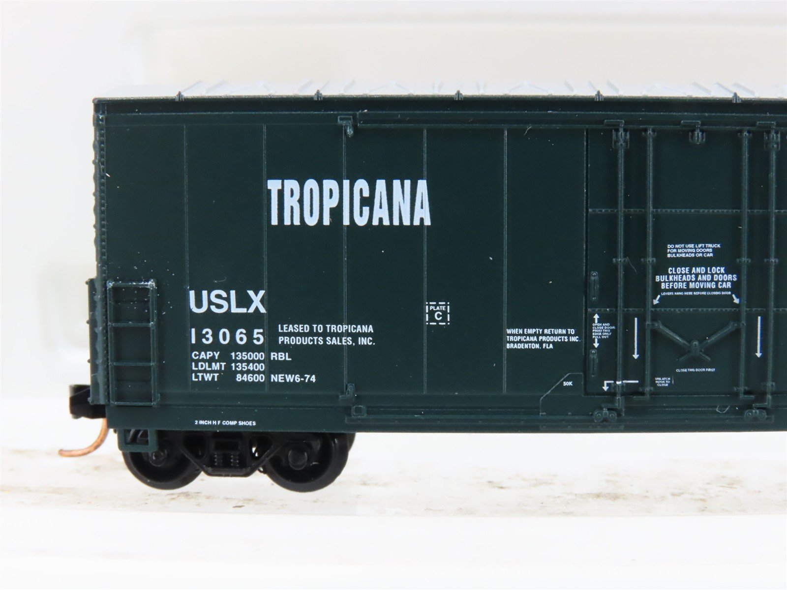 N Atlas 5850A USLX Tropicana Orange Juice Evans Double Plug Door Box Car #13065