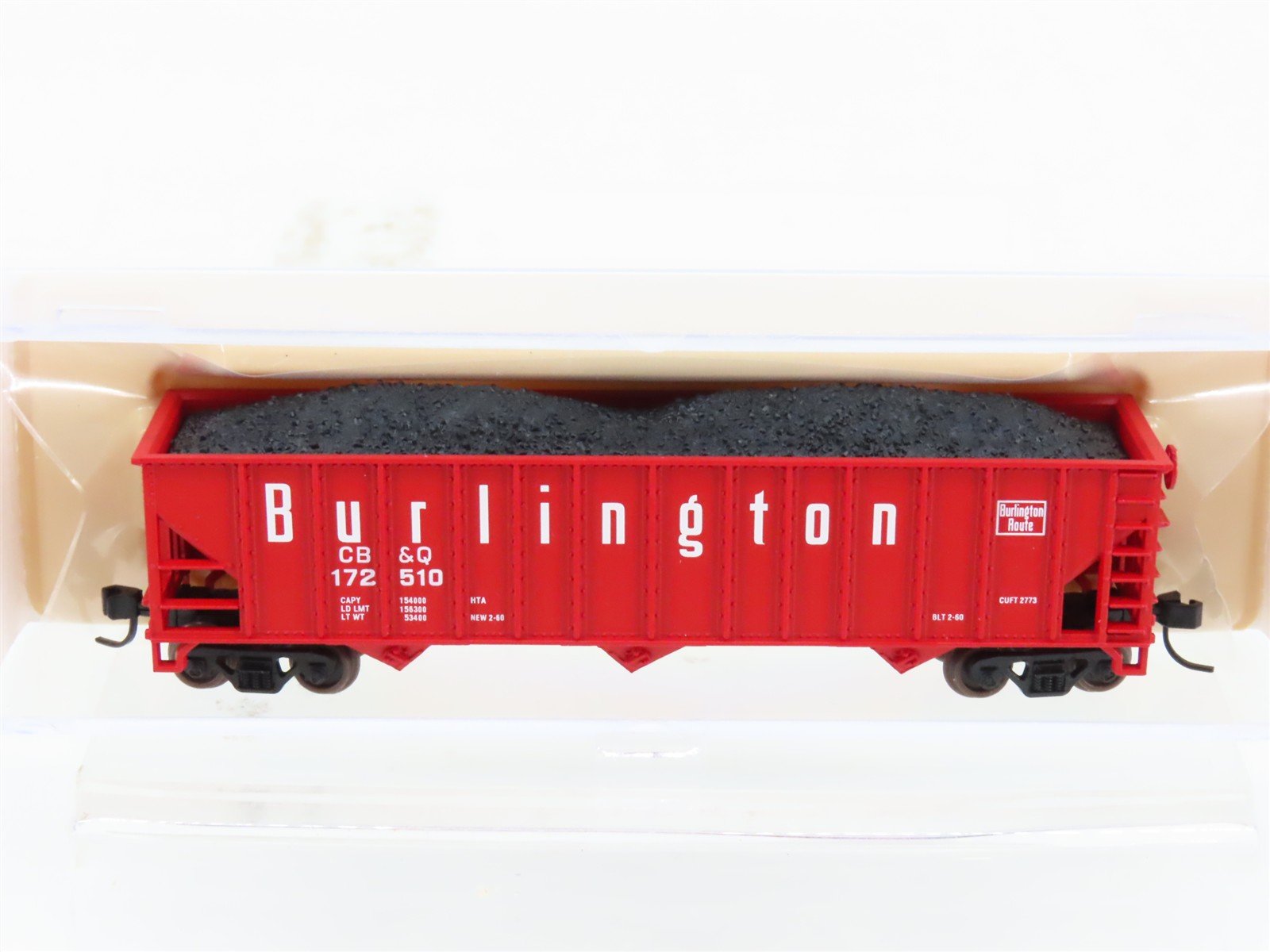 N Scale Atlas 32625 CB&Q Burlington Route 3-Bay Hopper #172510 w/ Load
