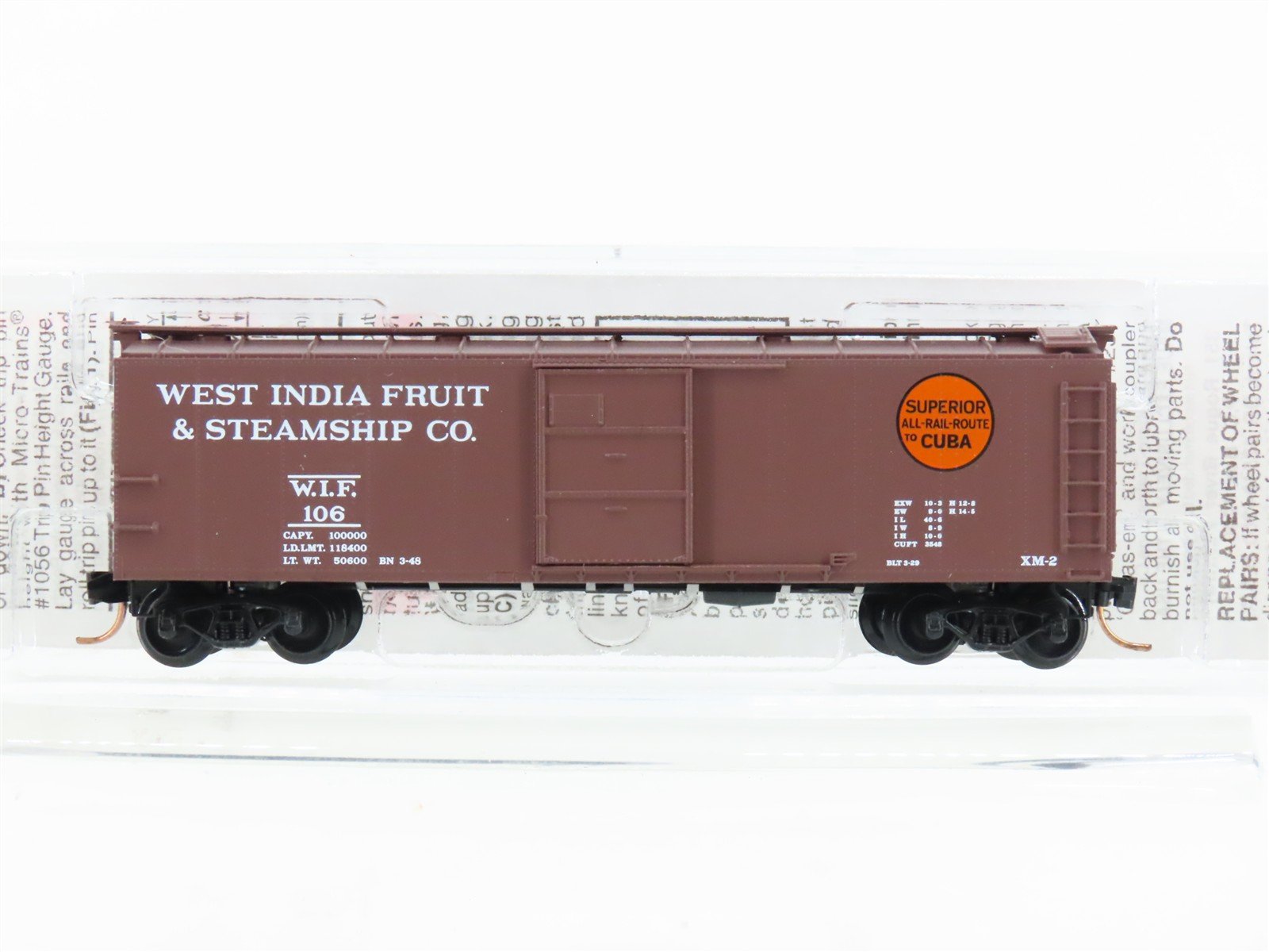 N Micro-Trains MTL 120510 WIF West India Fruit & Steamship 40' Box Car #106