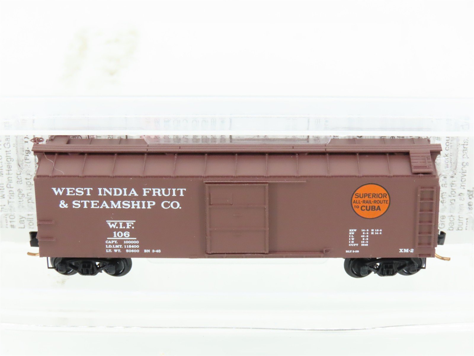 N Micro-Trains MTL 120510 WIF West India Fruit & Steamship 40' Box Car #106