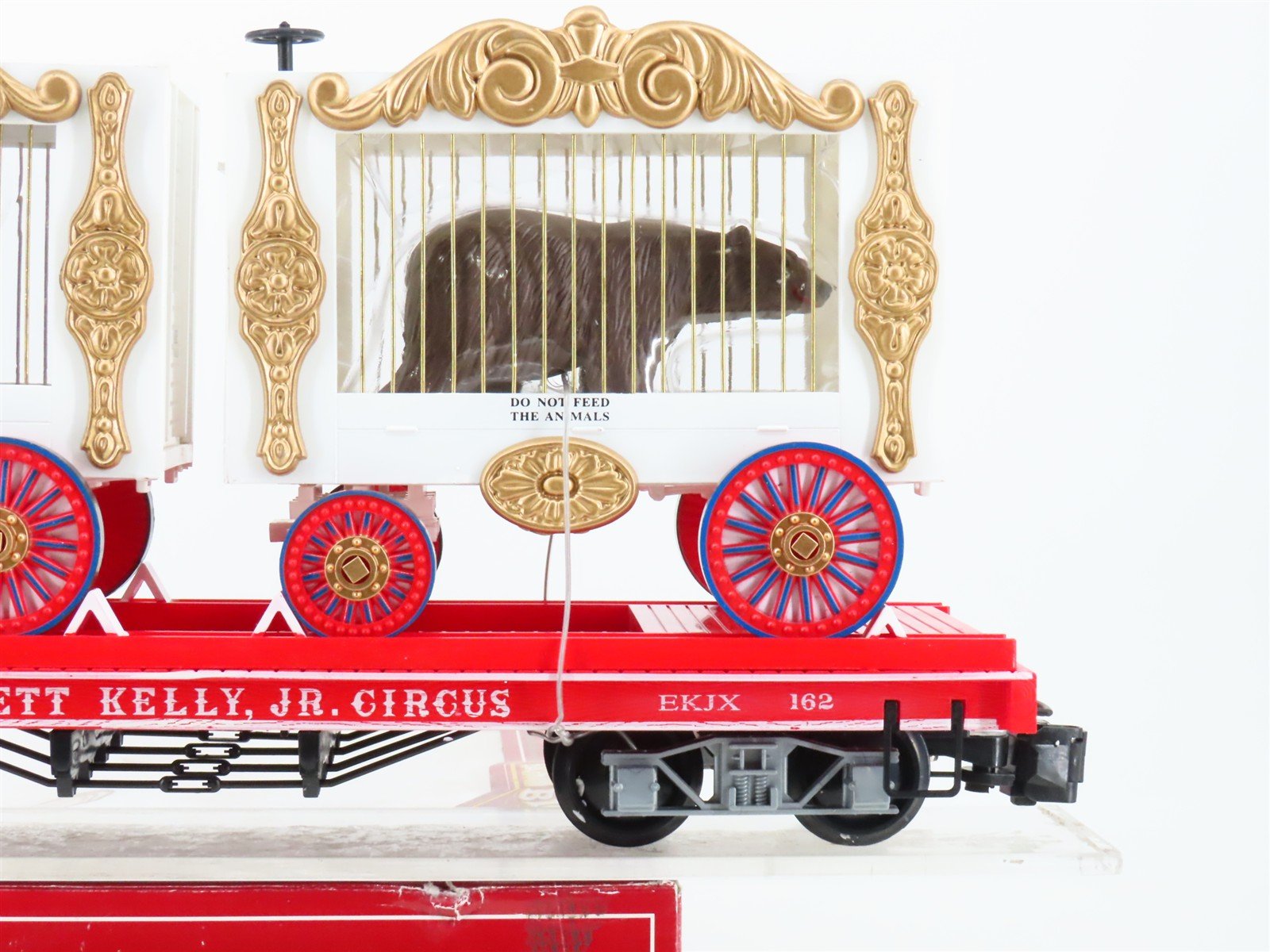 G Scale Bachmann 98372 EKLX Emmitt Kelly Circus Flatcar #162 w/2 Cage Wagons