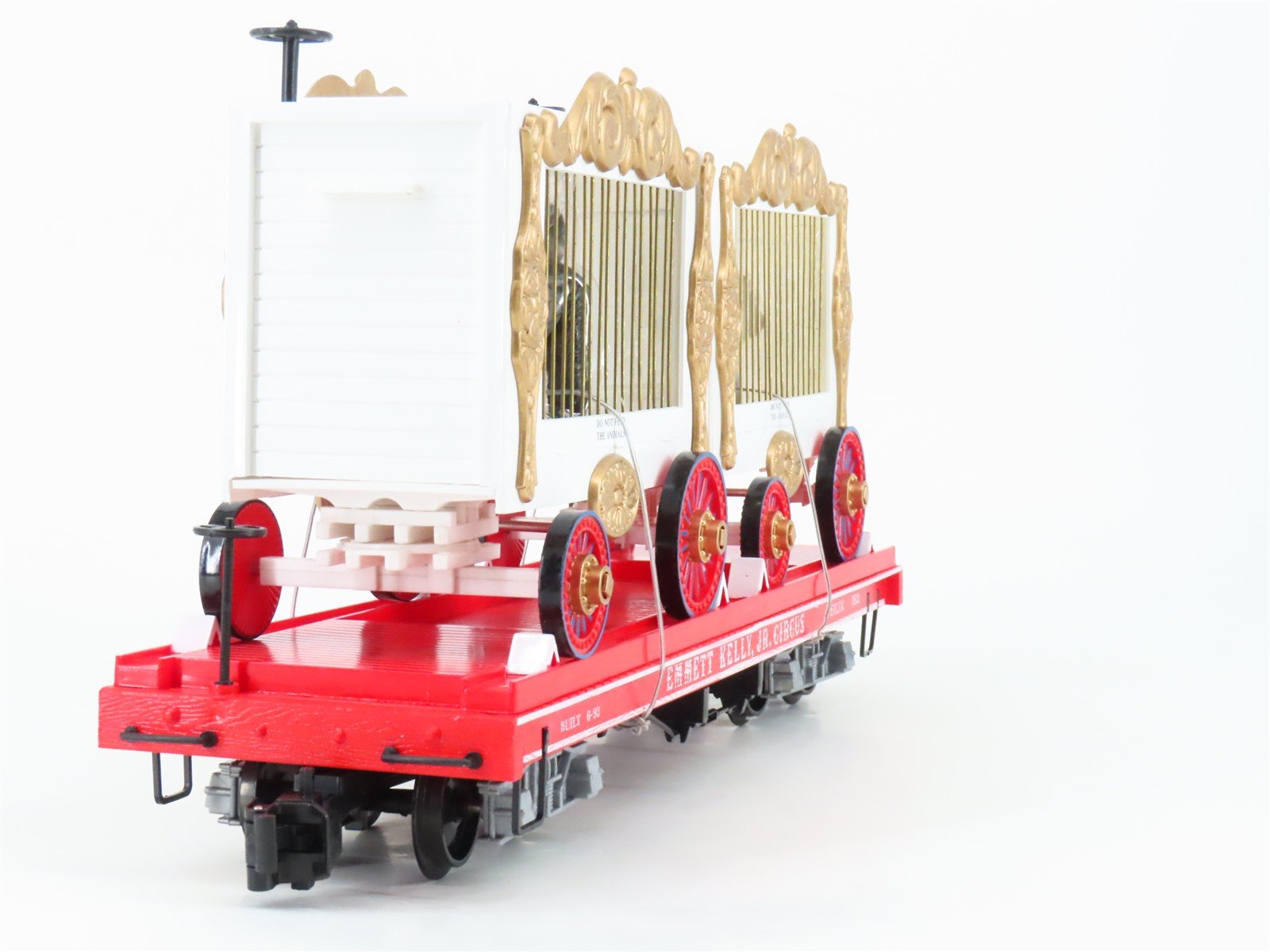 G Scale Bachmann 98372 EKLX Emmitt Kelly Circus Flatcar #162 w/2 Cage Wagons