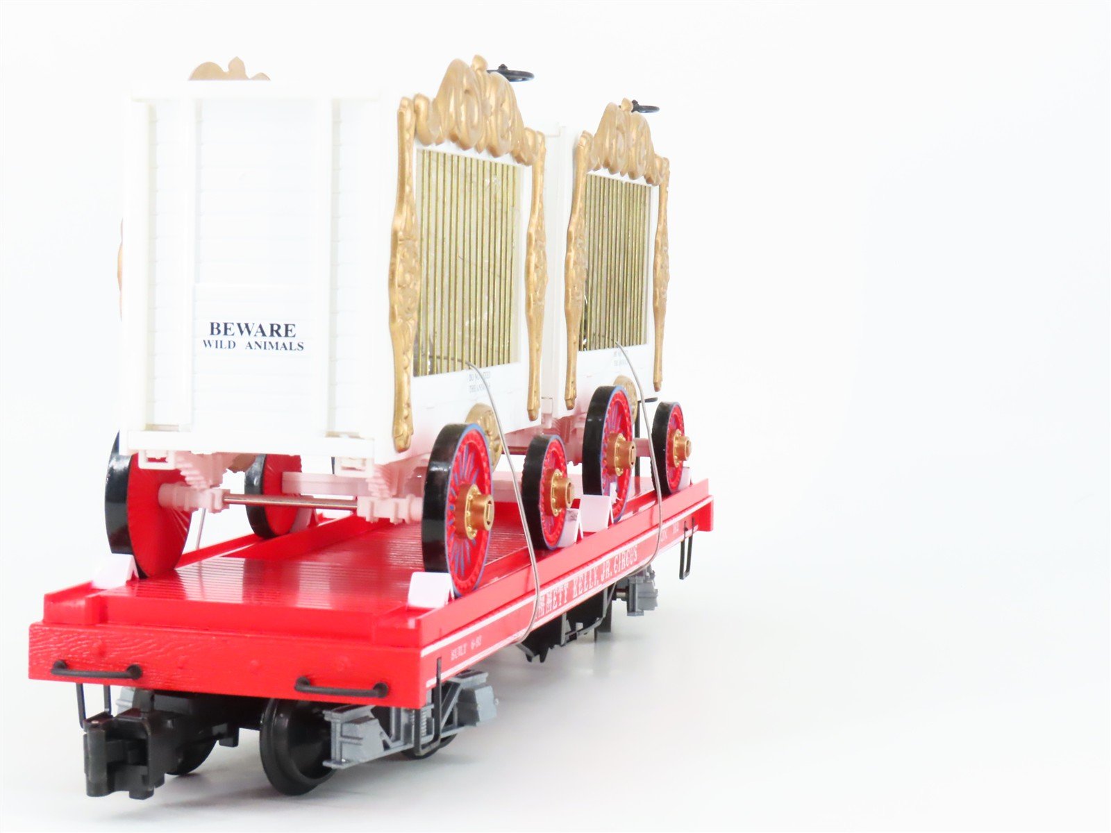 G Scale Bachmann 98372 EKLX Emmitt Kelly Circus Flatcar #162 w/2 Cage Wagons