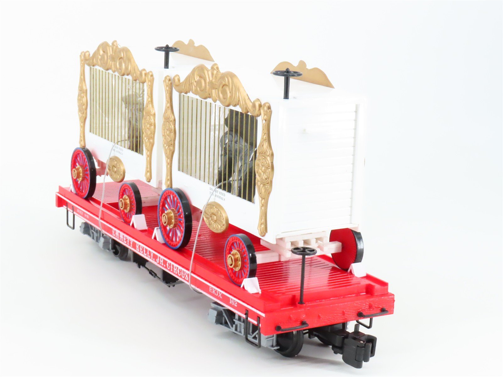 G Scale Bachmann 98372 EKLX Emmitt Kelly Circus Flatcar #162 w/2 Cage Wagons