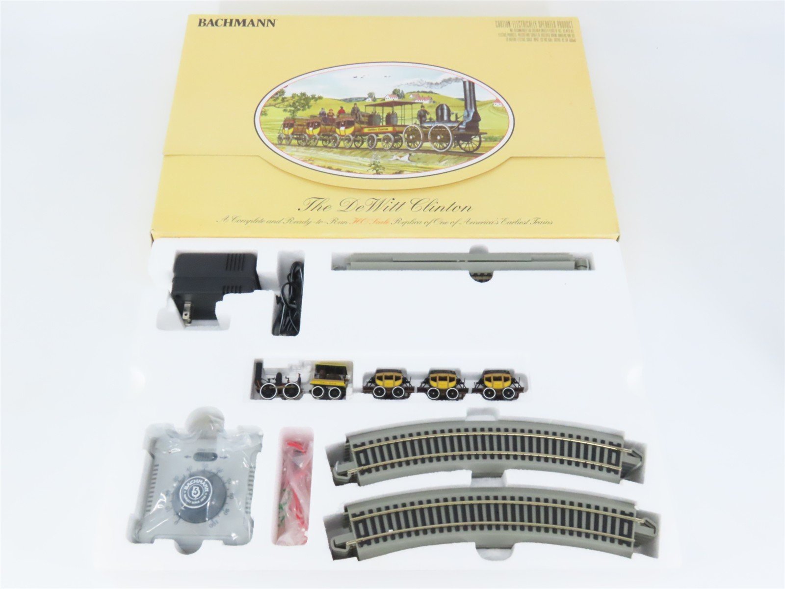 HO Scale Bachmann 00641 The DeWitt Clinton 0-4-0 Steam Passenger Train Set