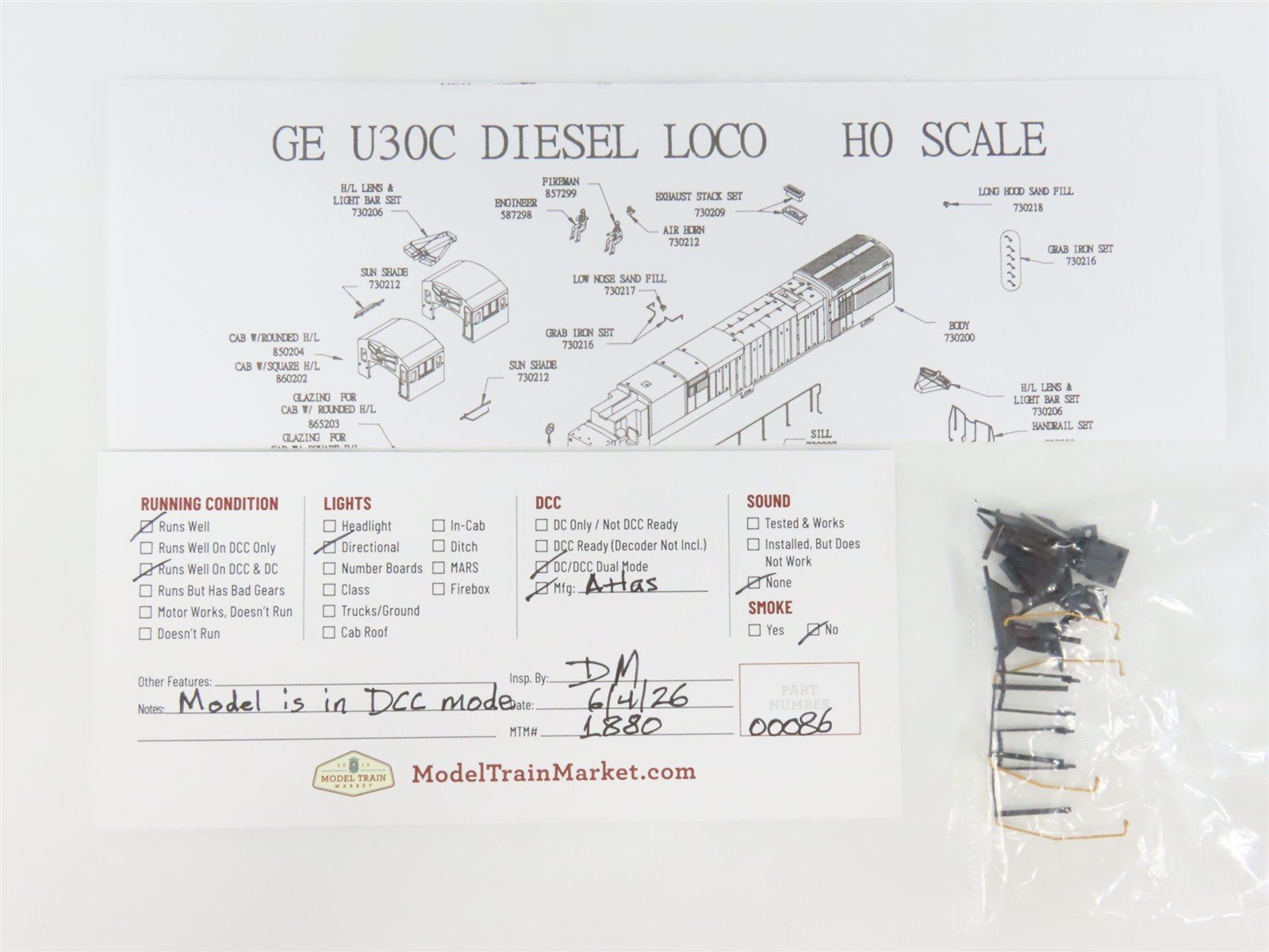 HO Scale Atlas Master 7409 N&W Norfolk & Western GE U30C Diesel #8001 w/ DCC