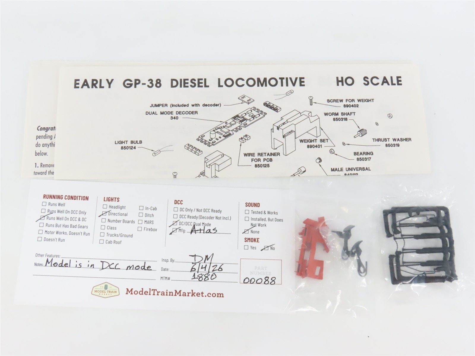 HO Scale Atlas Master 9105 DT&I Detroit Toledo & Ironton GP38 Diesel #204 w/ DCC