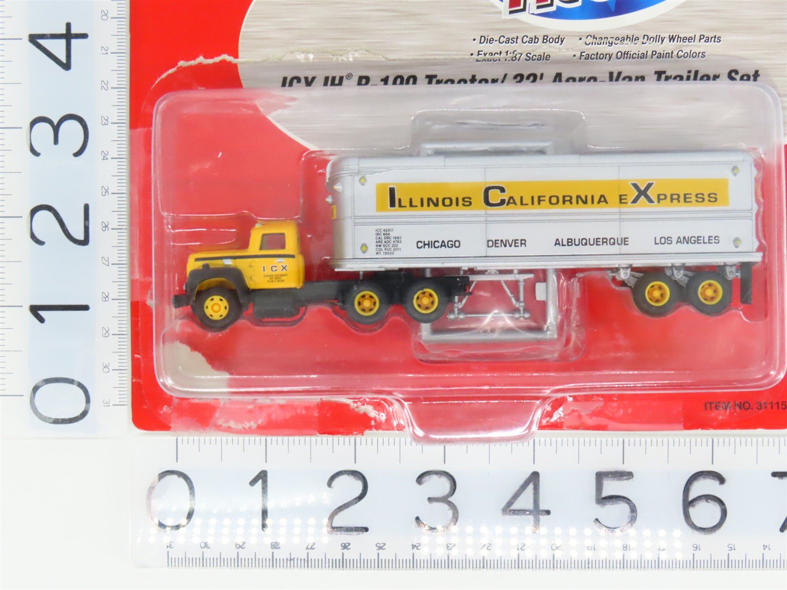 HO 1/87 Scale CMW Mini Metals 31115 ICX IH R-190 Tractor w/32' Aero-Van Trailer