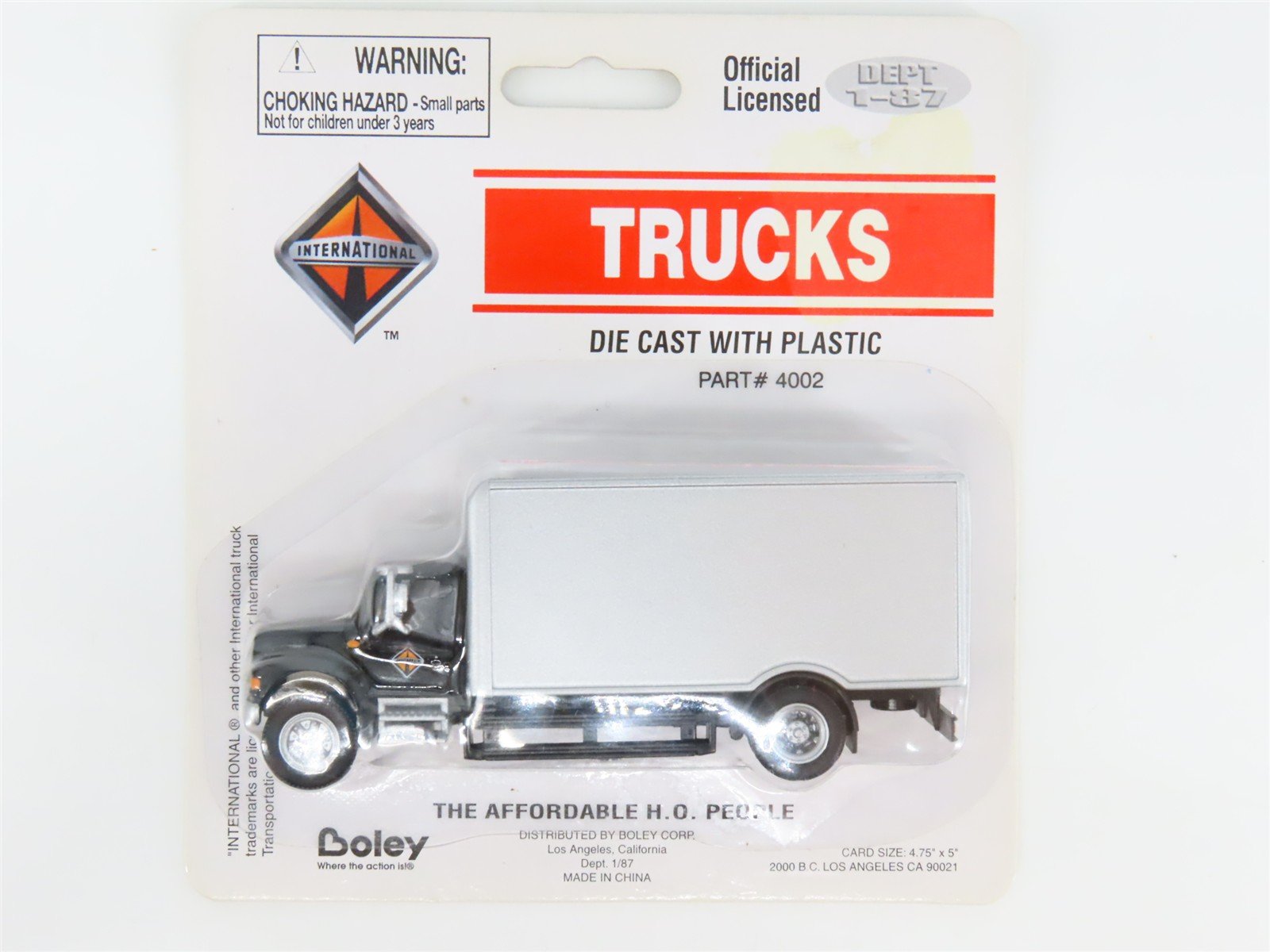 HO 1/87 Scale Boley 4002 Black/Silver International Box Truck - SEALED