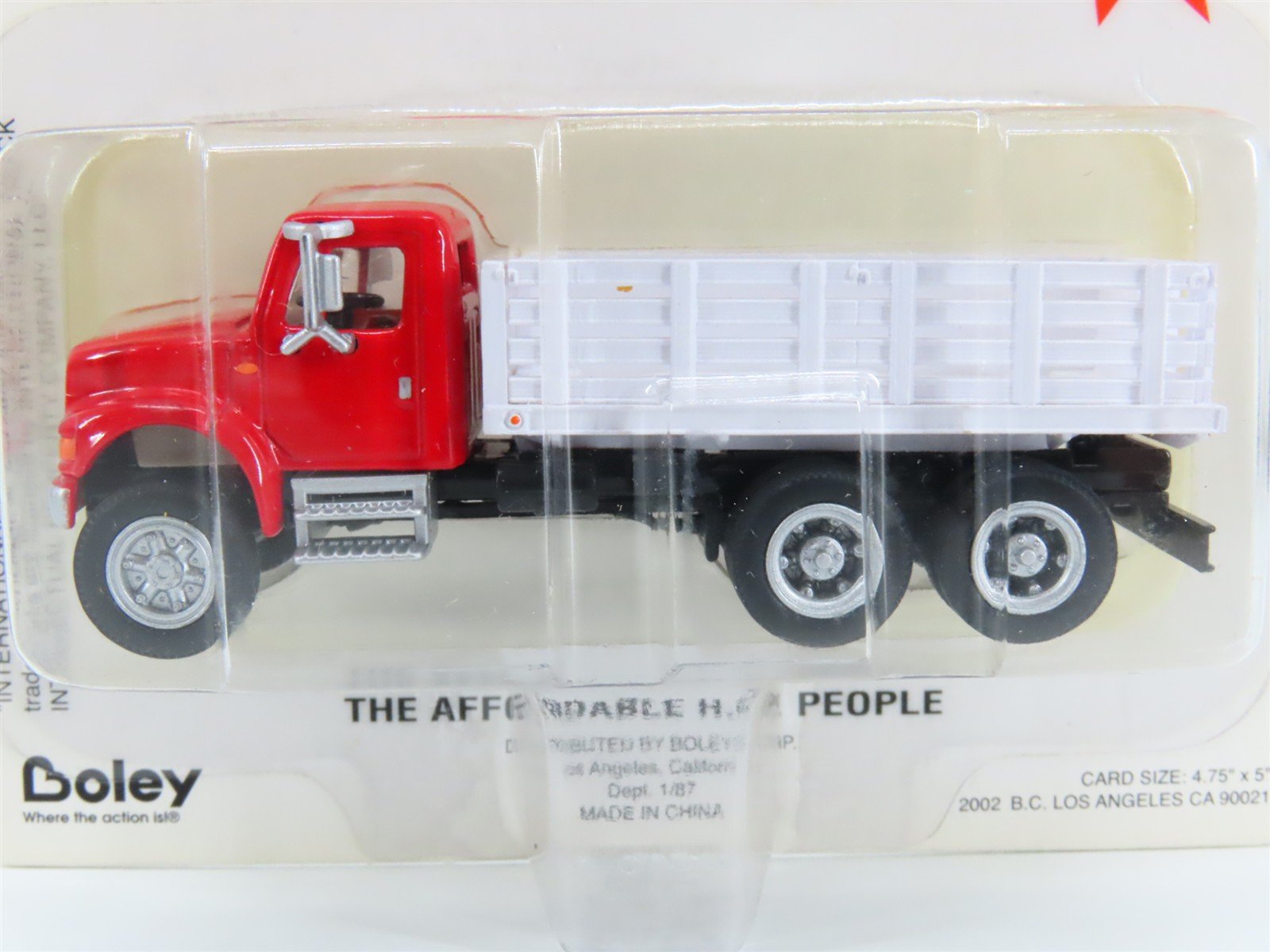 HO 1/87 Scale Boley 4006-17 Red/White International Stake Bed Truck - SEALED