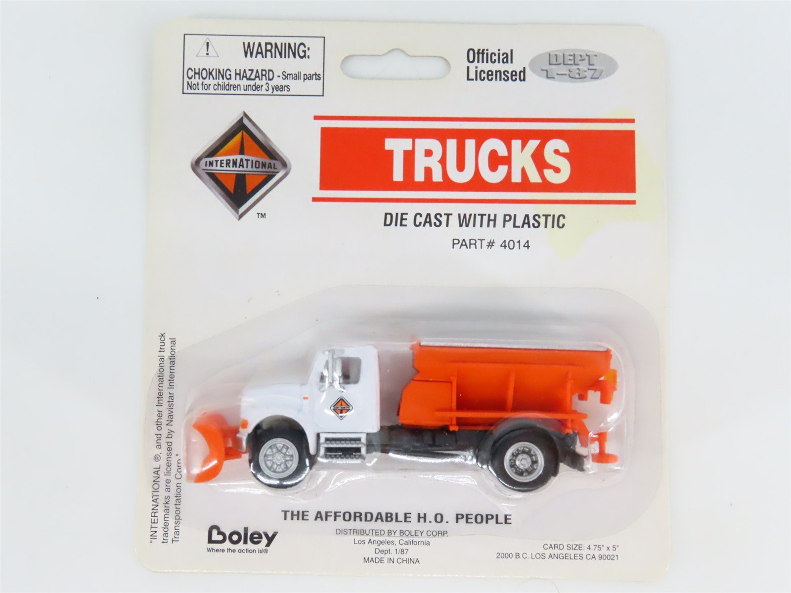 HO 1/87 Scale Boley 4014 White/Orange International Snow Plow Truck - SEALED