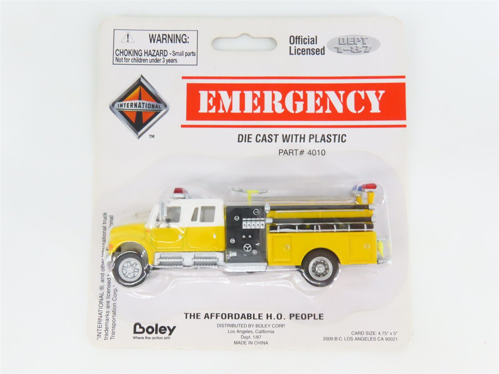 HO 1/87 Scale Boley 4010 Yellow International Fire Truck - SEALED
