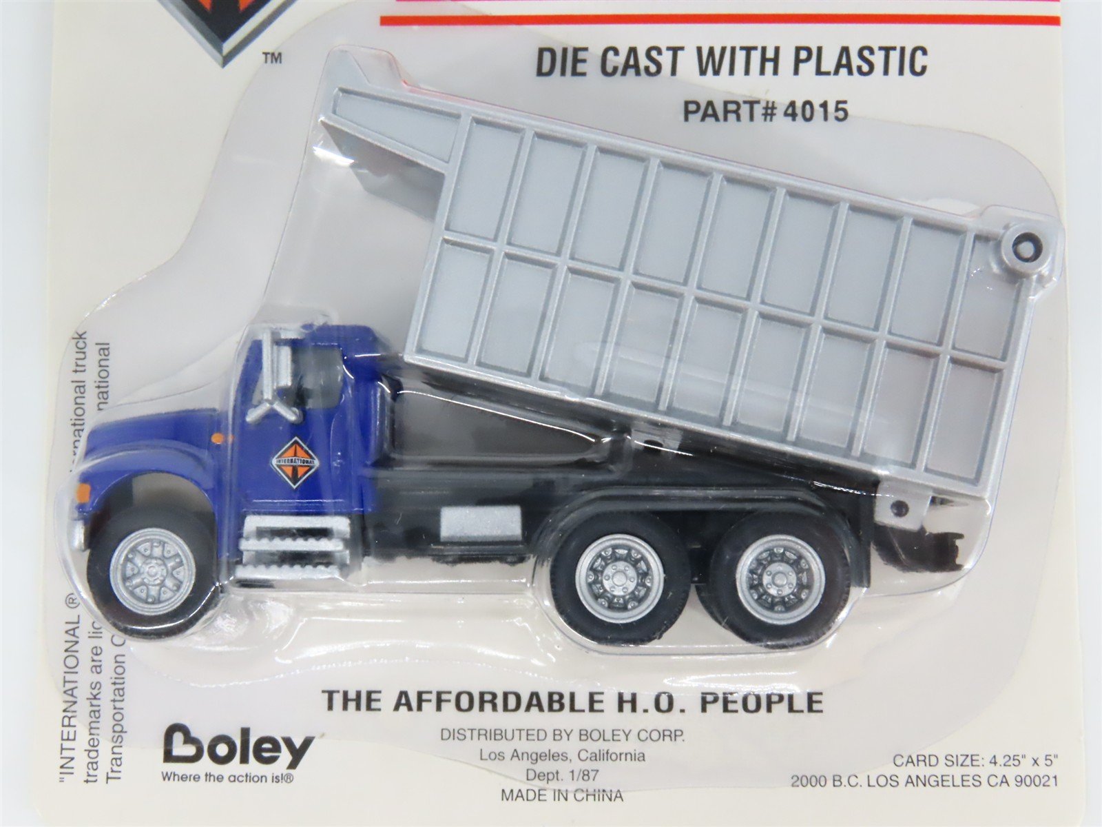 HO 1/87 Scale Boley 4015 Dark Blue/Silver International Dump Truck - SEALED