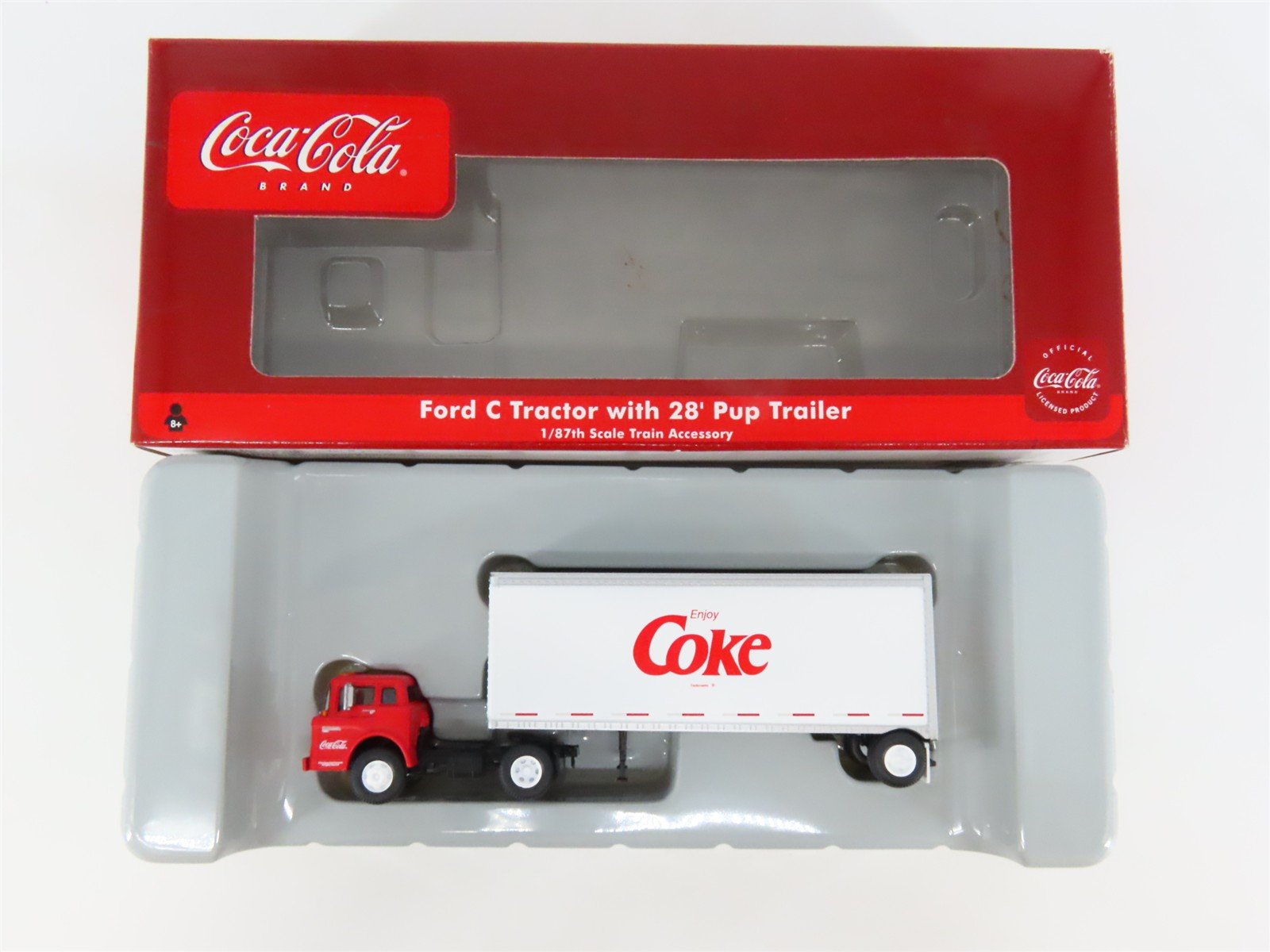 HO 1/87 Scale Athearn 8243 Coca-Cola Ford C-Series Truck w/ 28' Pup Trailer