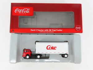 HO 1/87 Scale Athearn 8243 Coca-Cola Ford C-Series Truck w/ 28' Pup Trailer