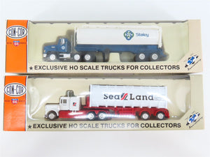 LOT of 2 HO 1/87 Scale Con-Cor Staley & SeaLand Semi-Trucks w/ Special Trailers