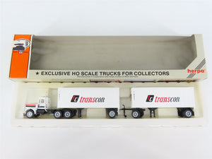 HO 1/87 Scale Con-Cor 0004-001029 Transcon Semi-Truck w/ Twin 27' Trailers