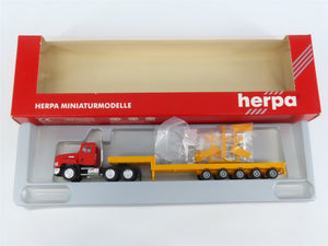 HO 1/87 Scale Herpa 6174 Red Semi-Truck w/ Yellow Step Deck Trailer