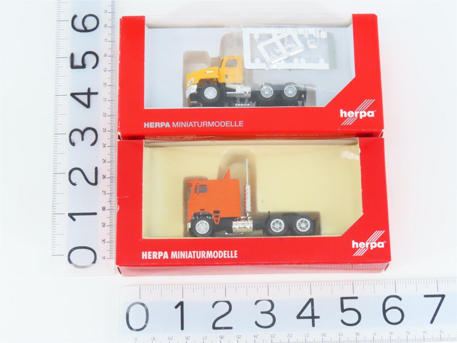 LOT of 2 HO 1/87 Scale Herpa Orange & Yellow Cab Semi-Tractors