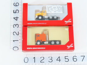 LOT of 2 HO 1/87 Scale Herpa Orange & Yellow Cab Semi-Tractors
