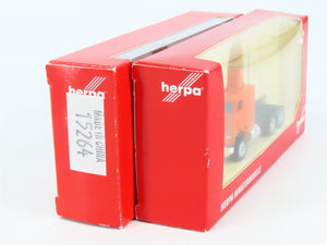 LOT of 2 HO 1/87 Scale Herpa Orange & Yellow Cab Semi-Tractors