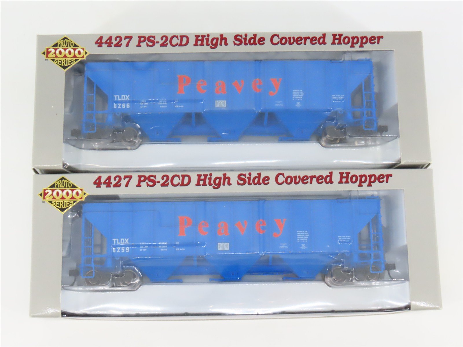 HO Proto 2000 21444/21532 TLDX Peavey 3-Bay PS-2CD Covered Hoppers 2-Pack