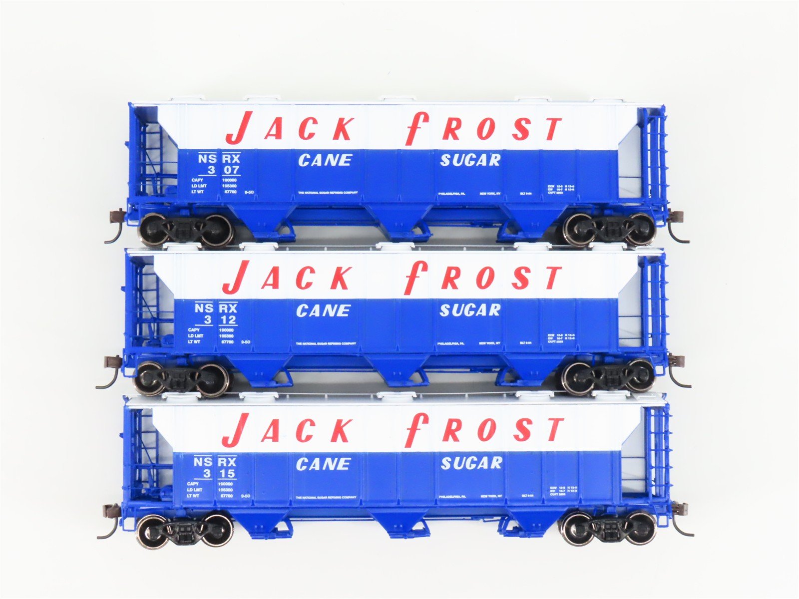 HO Athearn 93728/93729/93730 NSRX Jack Frost 3-Bay Covered Hoppers 3-Pack