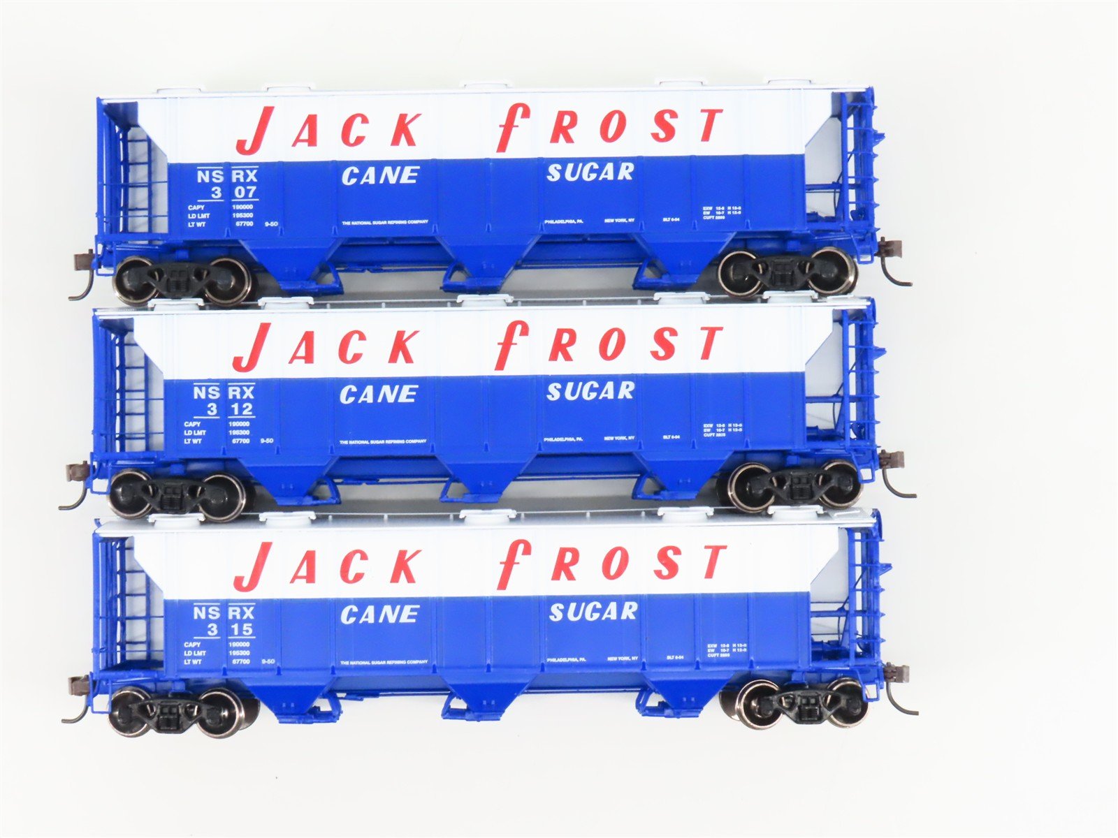 HO Athearn 93728/93729/93730 NSRX Jack Frost 3-Bay Covered Hoppers 3-Pack