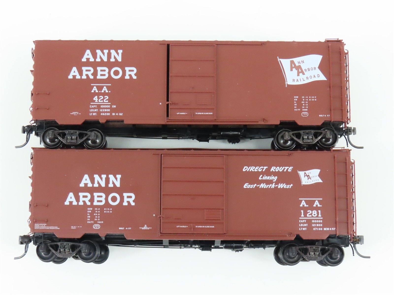 LOT of 5 HO Scale Kadee AA Ann Arbor Railroad 40' PS-1 Single Door Box Cars