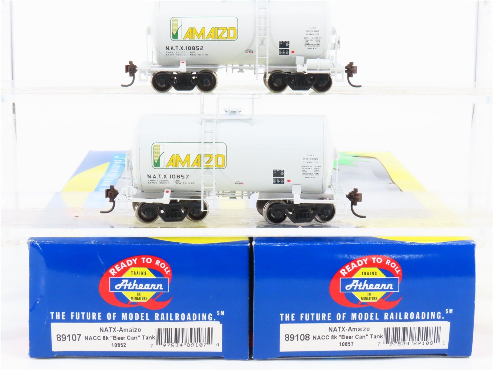 HO Scale Athearn 89107/89108 NATX Amaizo 8k Gallon Beer Can Tank Cars 2-Pack